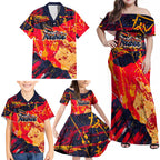 Personalized Adelaide Crows Family Matching Off Shoulder Maxi Dress and Hawaiian Shirt Australian Graffiti Paint Splatter - Abstract Geometric