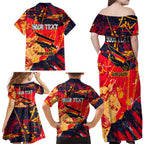 Personalized Adelaide Crows Family Matching Off Shoulder Maxi Dress and Hawaiian Shirt Australian Graffiti Paint Splatter - Abstract Geometric