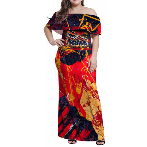 Personalized Adelaide Crows Family Matching Off Shoulder Maxi Dress and Hawaiian Shirt Australian Graffiti Paint Splatter - Abstract Geometric