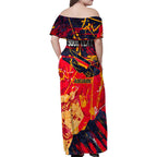 Personalized Adelaide Crows Family Matching Off Shoulder Maxi Dress and Hawaiian Shirt Australian Graffiti Paint Splatter - Abstract Geometric
