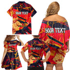 Personalized Adelaide Crows Family Matching Off Shoulder Short Dress and Hawaiian Shirt Australian Graffiti Paint Splatter - Abstract Geometric