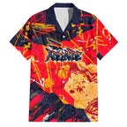 Personalized Adelaide Crows Family Matching Off Shoulder Short Dress and Hawaiian Shirt Australian Graffiti Paint Splatter - Abstract Geometric