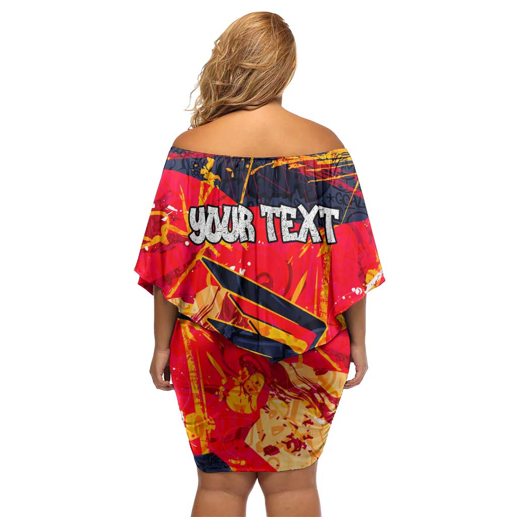 Personalized Adelaide Crows Family Matching Off Shoulder Short Dress and Hawaiian Shirt Australian Graffiti Paint Splatter - Abstract Geometric
