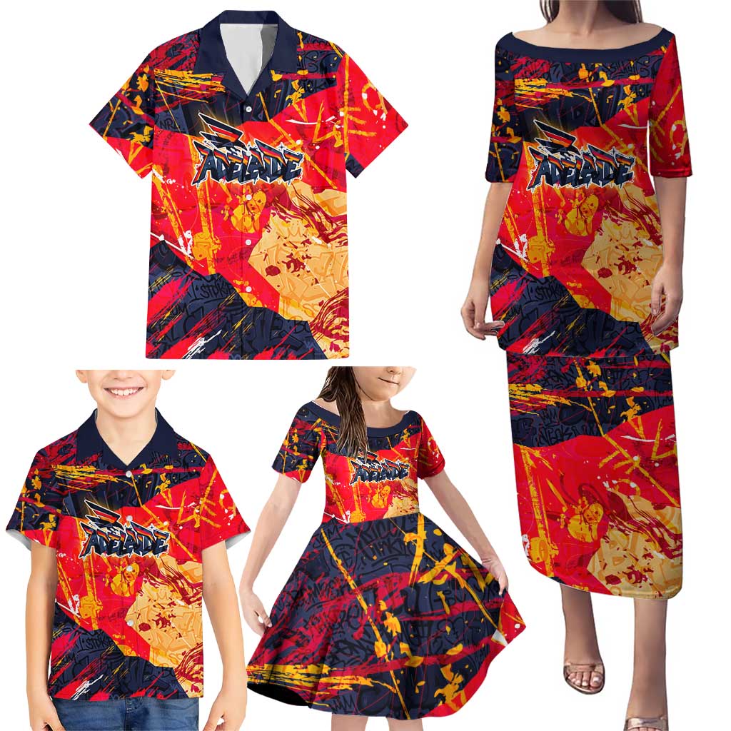 Personalized Adelaide Crows Family Matching Puletasi and Hawaiian Shirt Australian Graffiti Paint Splatter - Abstract Geometric