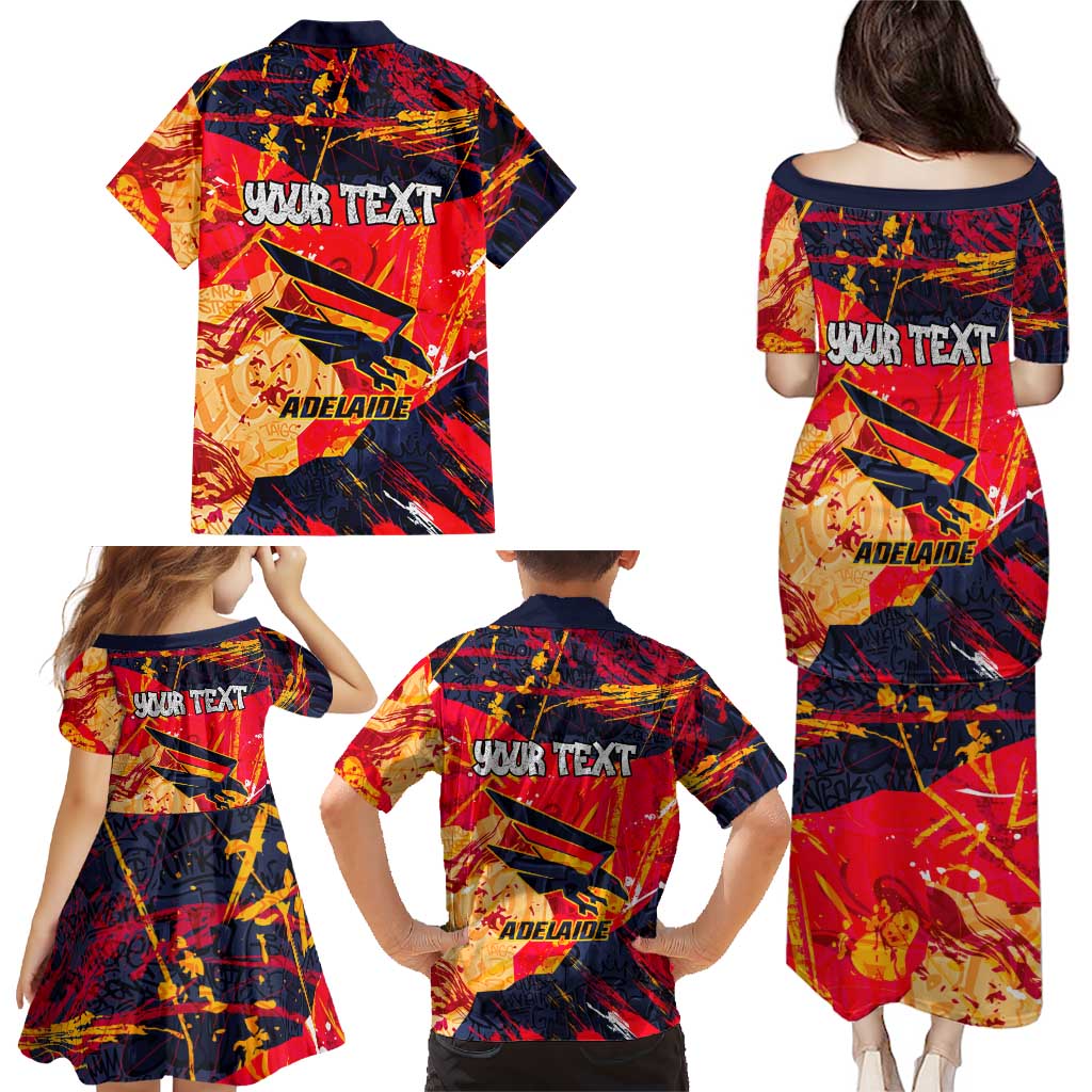 Personalized Adelaide Crows Family Matching Puletasi and Hawaiian Shirt Australian Graffiti Paint Splatter - Abstract Geometric