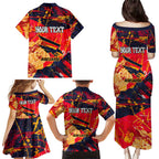 Personalized Adelaide Crows Family Matching Puletasi and Hawaiian Shirt Australian Graffiti Paint Splatter - Abstract Geometric