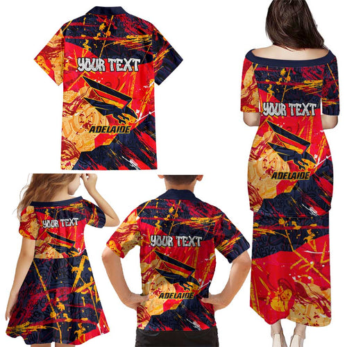 Personalized Adelaide Crows Family Matching Puletasi and Hawaiian Shirt Australian Graffiti Paint Splatter - Abstract Geometric
