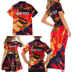 Personalized Adelaide Crows Family Matching Short Sleeve Bodycon Dress and Hawaiian Shirt Australian Graffiti Paint Splatter - Abstract Geometric