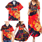 Personalized Adelaide Crows Family Matching Summer Maxi Dress and Hawaiian Shirt Australian Graffiti Paint Splatter - Abstract Geometric