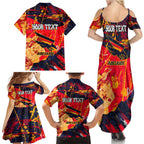 Personalized Adelaide Crows Family Matching Summer Maxi Dress and Hawaiian Shirt Australian Graffiti Paint Splatter - Abstract Geometric