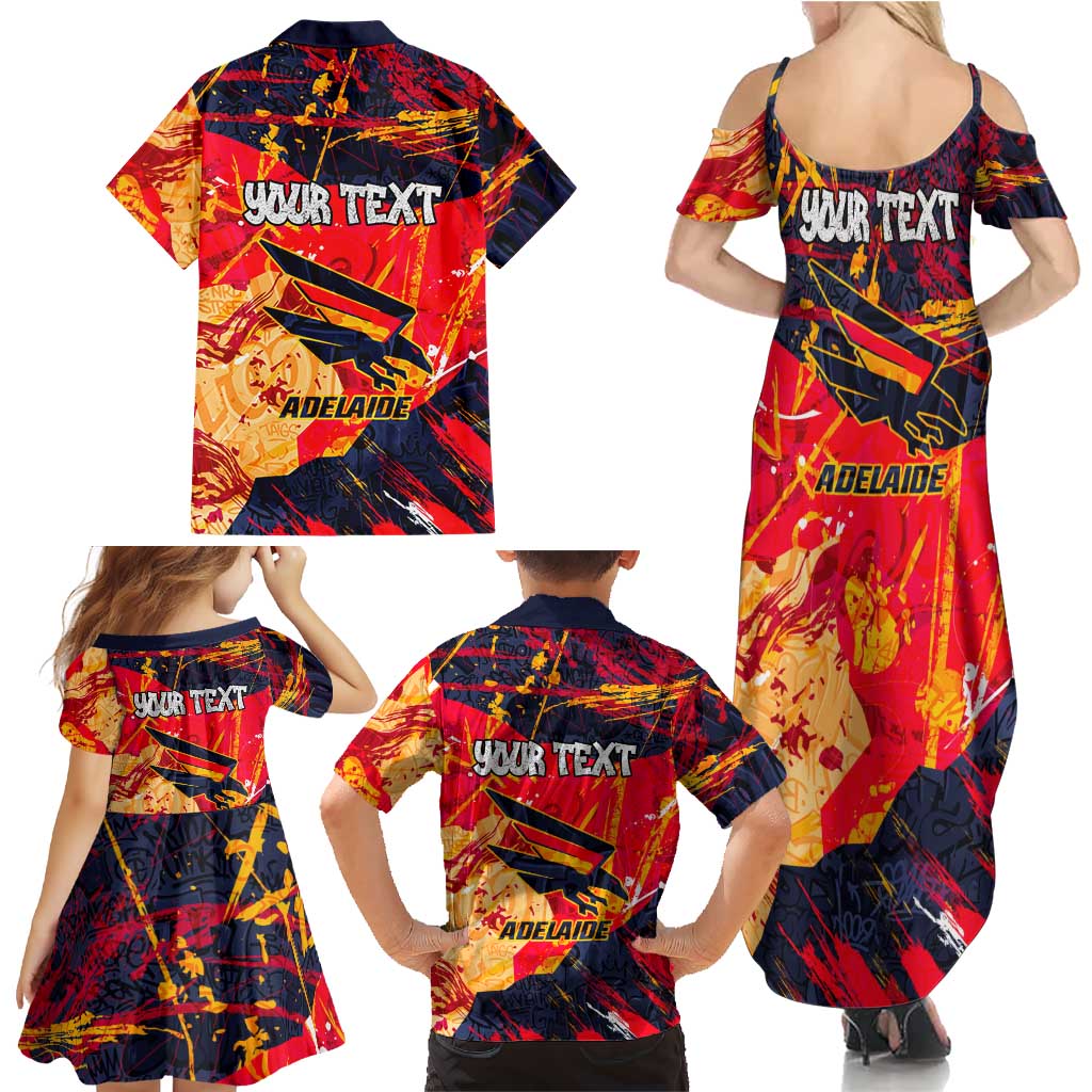 Personalized Adelaide Crows Family Matching Summer Maxi Dress and Hawaiian Shirt Australian Graffiti Paint Splatter - Abstract Geometric