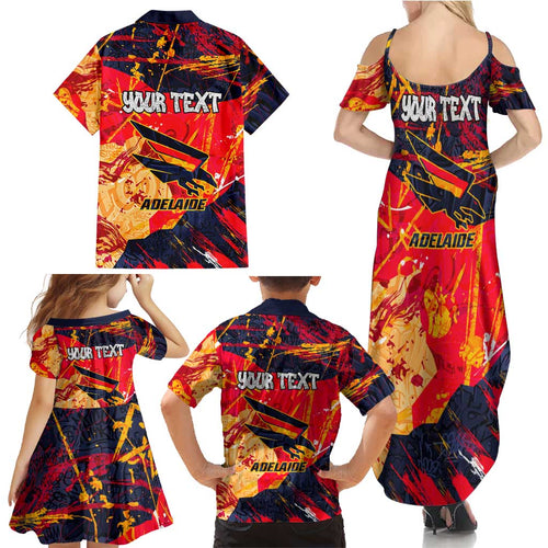 Personalized Adelaide Crows Family Matching Summer Maxi Dress and Hawaiian Shirt Australian Graffiti Paint Splatter - Abstract Geometric