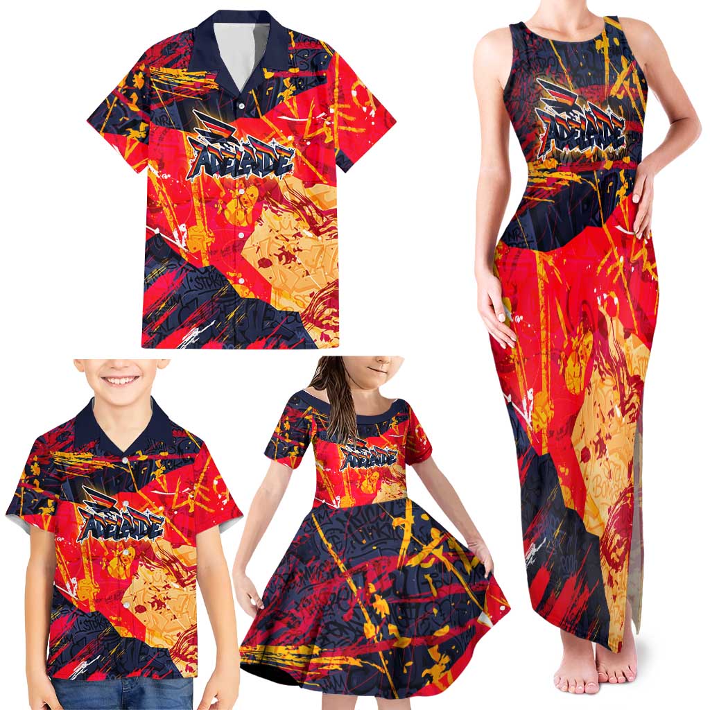 Personalized Adelaide Crows Family Matching Tank Maxi Dress and Hawaiian Shirt Australian Graffiti Paint Splatter - Abstract Geometric