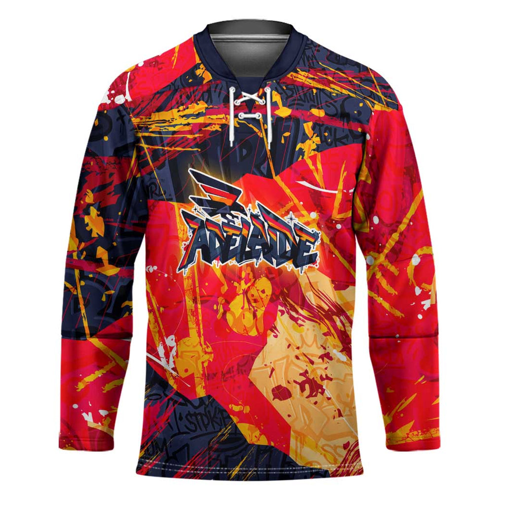 Personalized Adelaide Crows Hockey Jersey Australian Graffiti Paint Splatter - Abstract Geometric