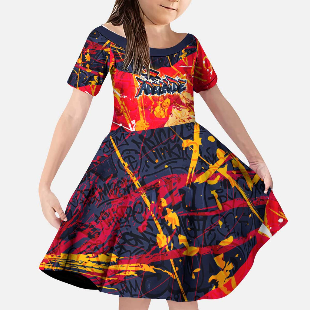 Personalized Adelaide Crows Kid Short Sleeve Dress Australian Graffiti Paint Splatter - Abstract Geometric