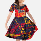 Personalized Adelaide Crows Kid Short Sleeve Dress Australian Graffiti Paint Splatter - Abstract Geometric