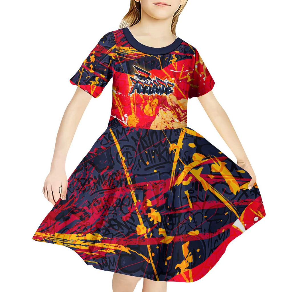 Personalized Adelaide Crows Kid Short Sleeve Dress Australian Graffiti Paint Splatter - Abstract Geometric