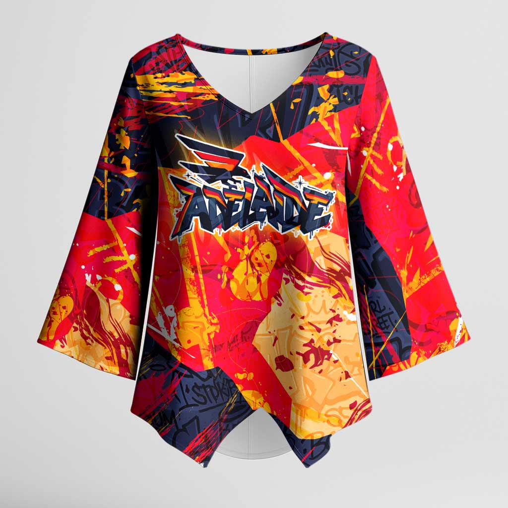 Personalized Adelaide Crows Kimono Sleeve Blouse Australian Graffiti Paint Splatter - Abstract Geometric