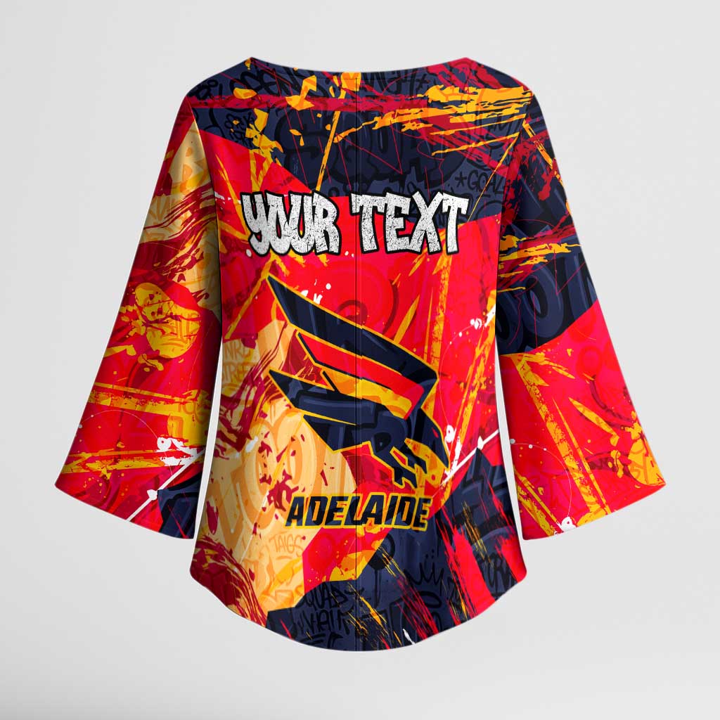 Personalized Adelaide Crows Kimono Sleeve Blouse Australian Graffiti Paint Splatter - Abstract Geometric