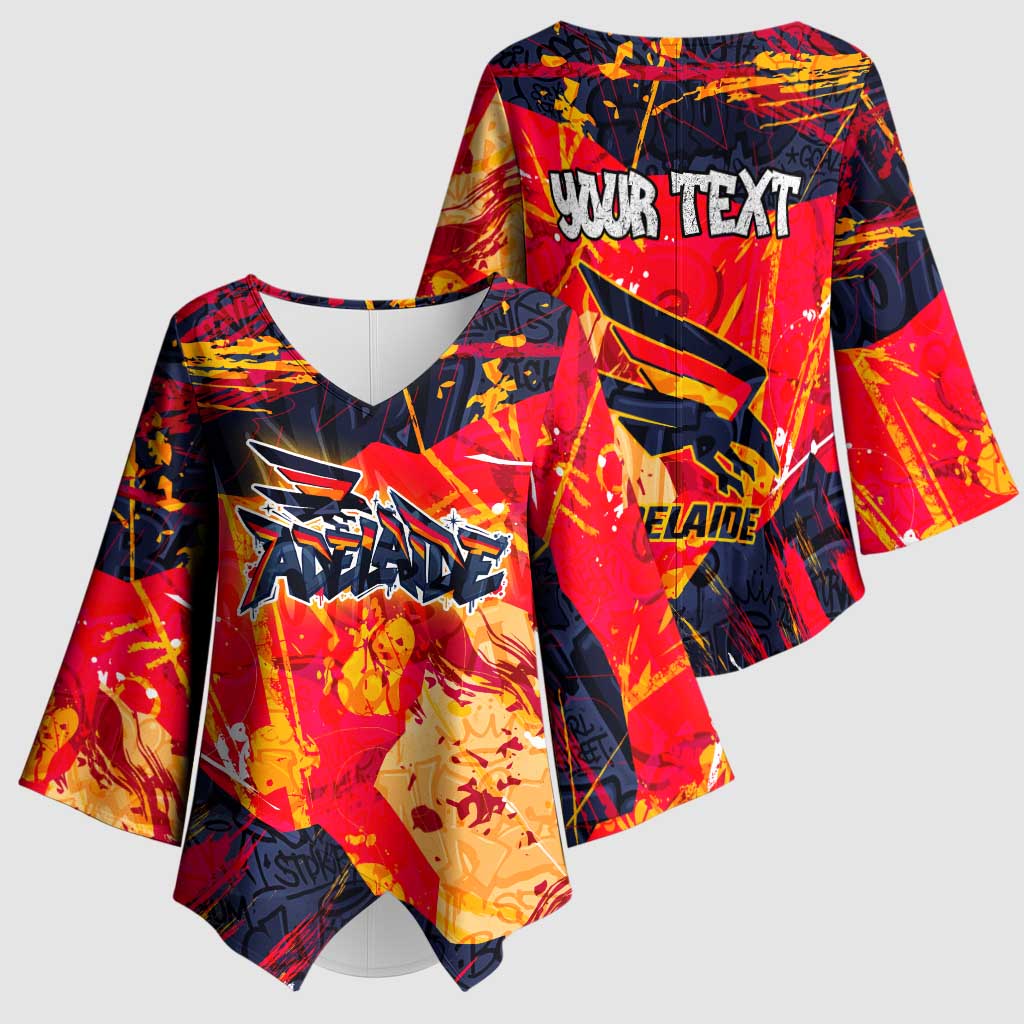 Personalized Adelaide Crows Kimono Sleeve Blouse Australian Graffiti Paint Splatter - Abstract Geometric