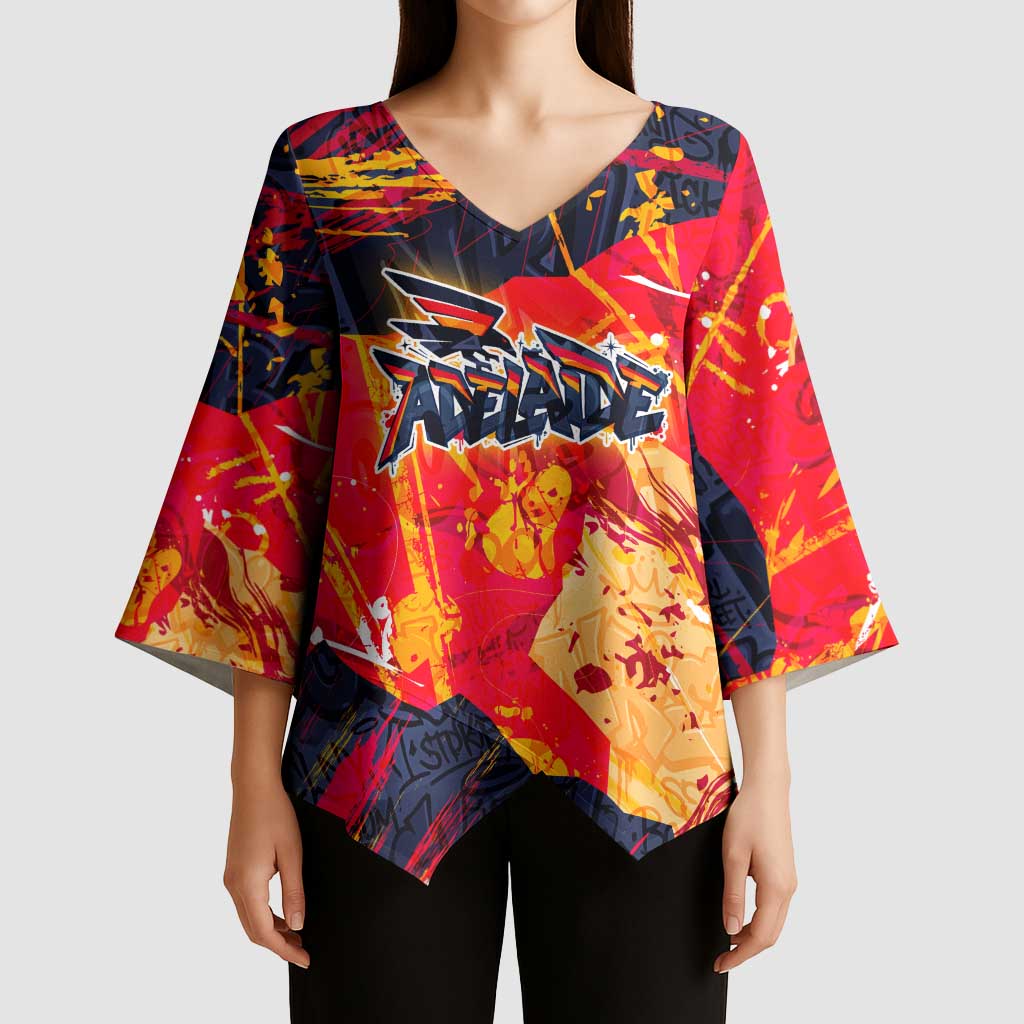 Personalized Adelaide Crows Kimono Sleeve Blouse Australian Graffiti Paint Splatter - Abstract Geometric