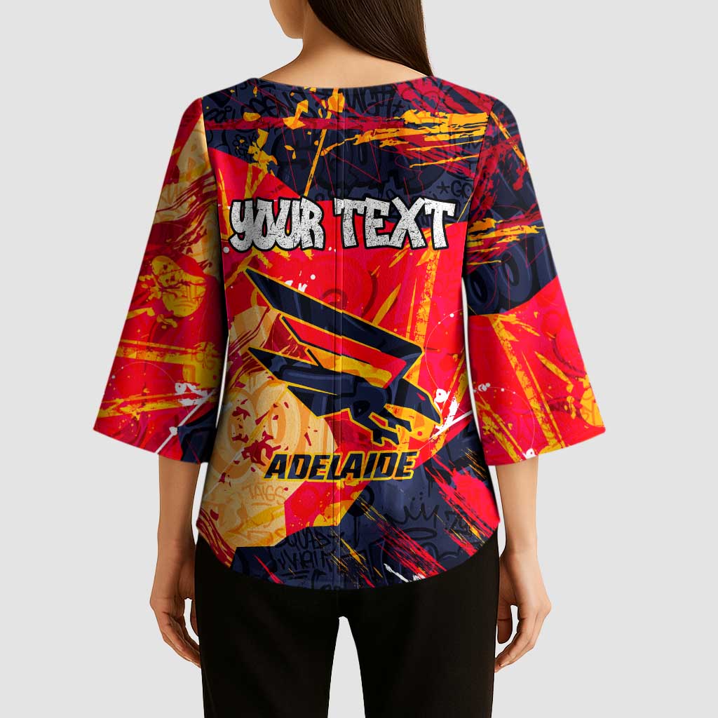 Personalized Adelaide Crows Kimono Sleeve Blouse Australian Graffiti Paint Splatter - Abstract Geometric