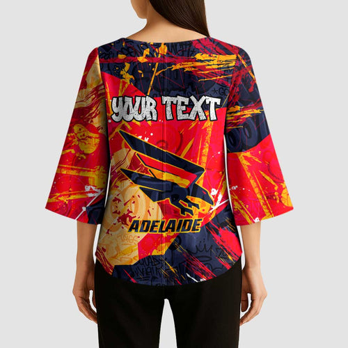 Personalized Adelaide Crows Kimono Sleeve Blouse Australian Graffiti Paint Splatter - Abstract Geometric