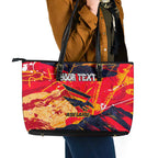 Personalized Adelaide Crows Leather Tote Bag Australian Graffiti Paint Splatter - Abstract Geometric