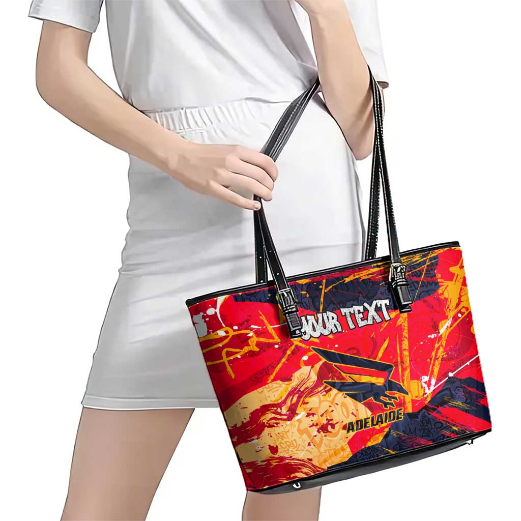 Personalized Adelaide Crows Leather Tote Bag Australian Graffiti Paint Splatter - Abstract Geometric