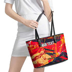 Personalized Adelaide Crows Leather Tote Bag Australian Graffiti Paint Splatter - Abstract Geometric