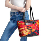 Personalized Adelaide Crows Leather Tote Bag Australian Graffiti Paint Splatter - Abstract Geometric