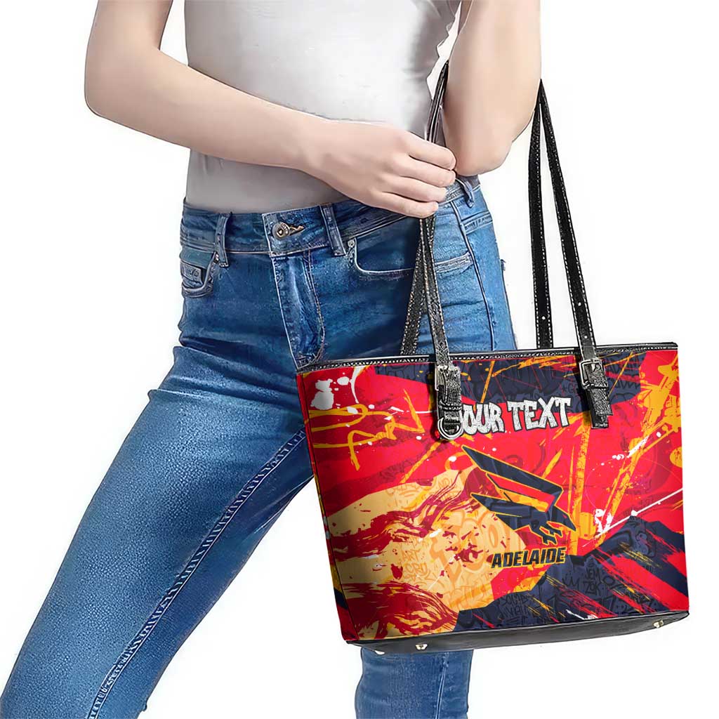 Personalized Adelaide Crows Leather Tote Bag Australian Graffiti Paint Splatter - Abstract Geometric