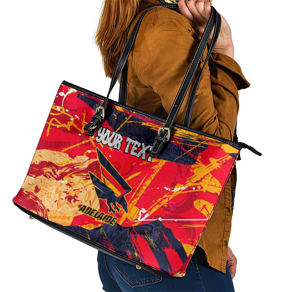 Personalized Adelaide Crows Leather Tote Bag Australian Graffiti Paint Splatter - Abstract Geometric