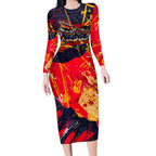 Personalized Adelaide Crows Long Sleeve Bodycon Dress Australian Graffiti Paint Splatter - Abstract Geometric