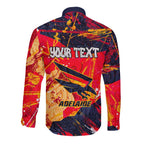 Personalized Adelaide Crows Long Sleeve Button Shirt Australian Graffiti Paint Splatter - Abstract Geometric