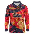 Personalized Adelaide Crows Long Sleeve Polo Shirt Australian Graffiti Paint Splatter - Abstract Geometric