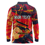 Personalized Adelaide Crows Long Sleeve Polo Shirt Australian Graffiti Paint Splatter - Abstract Geometric