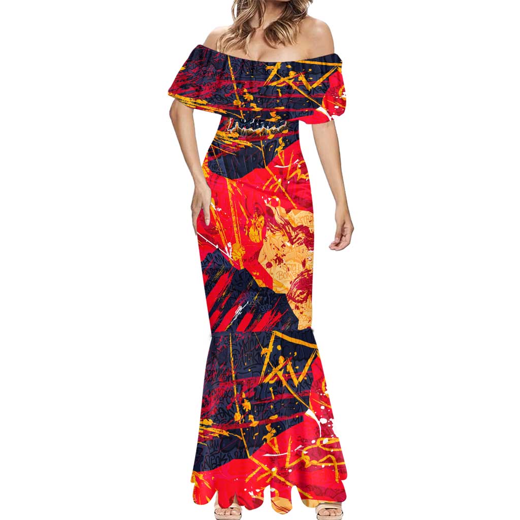 Personalized Adelaide Crows Mermaid Dress Australian Graffiti Paint Splatter - Abstract Geometric