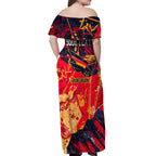 Personalized Adelaide Crows Off Shoulder Maxi Dress Australian Graffiti Paint Splatter - Abstract Geometric