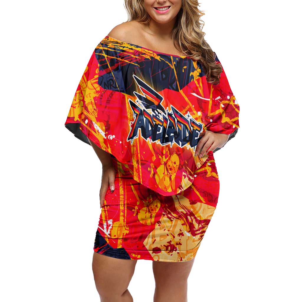 Personalized Adelaide Crows Off Shoulder Short Dress Australian Graffiti Paint Splatter - Abstract Geometric
