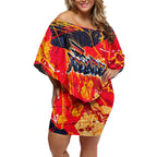 Personalized Adelaide Crows Off Shoulder Short Dress Australian Graffiti Paint Splatter - Abstract Geometric