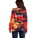 Personalized Adelaide Crows Off Shoulder Sweater Australian Graffiti Paint Splatter - Abstract Geometric
