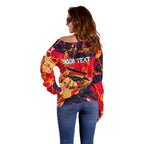Personalized Adelaide Crows Off Shoulder Sweater Australian Graffiti Paint Splatter - Abstract Geometric