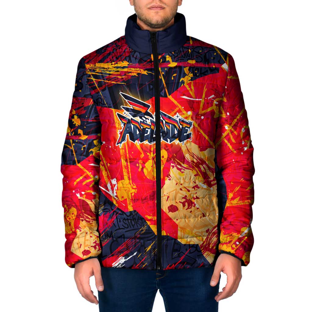 Personalized Adelaide Crows Padded Jacket Australian Graffiti Paint Splatter - Abstract Geometric