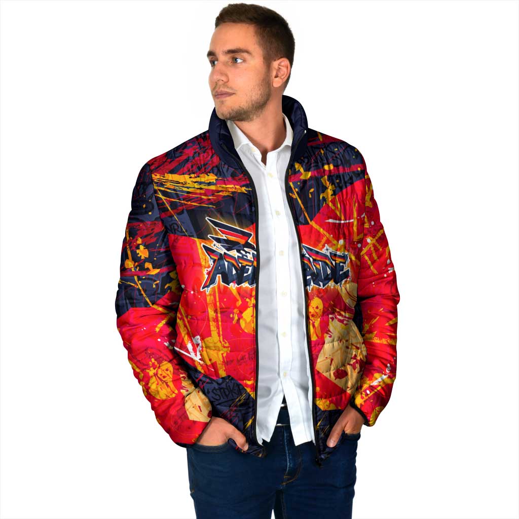 Personalized Adelaide Crows Padded Jacket Australian Graffiti Paint Splatter - Abstract Geometric