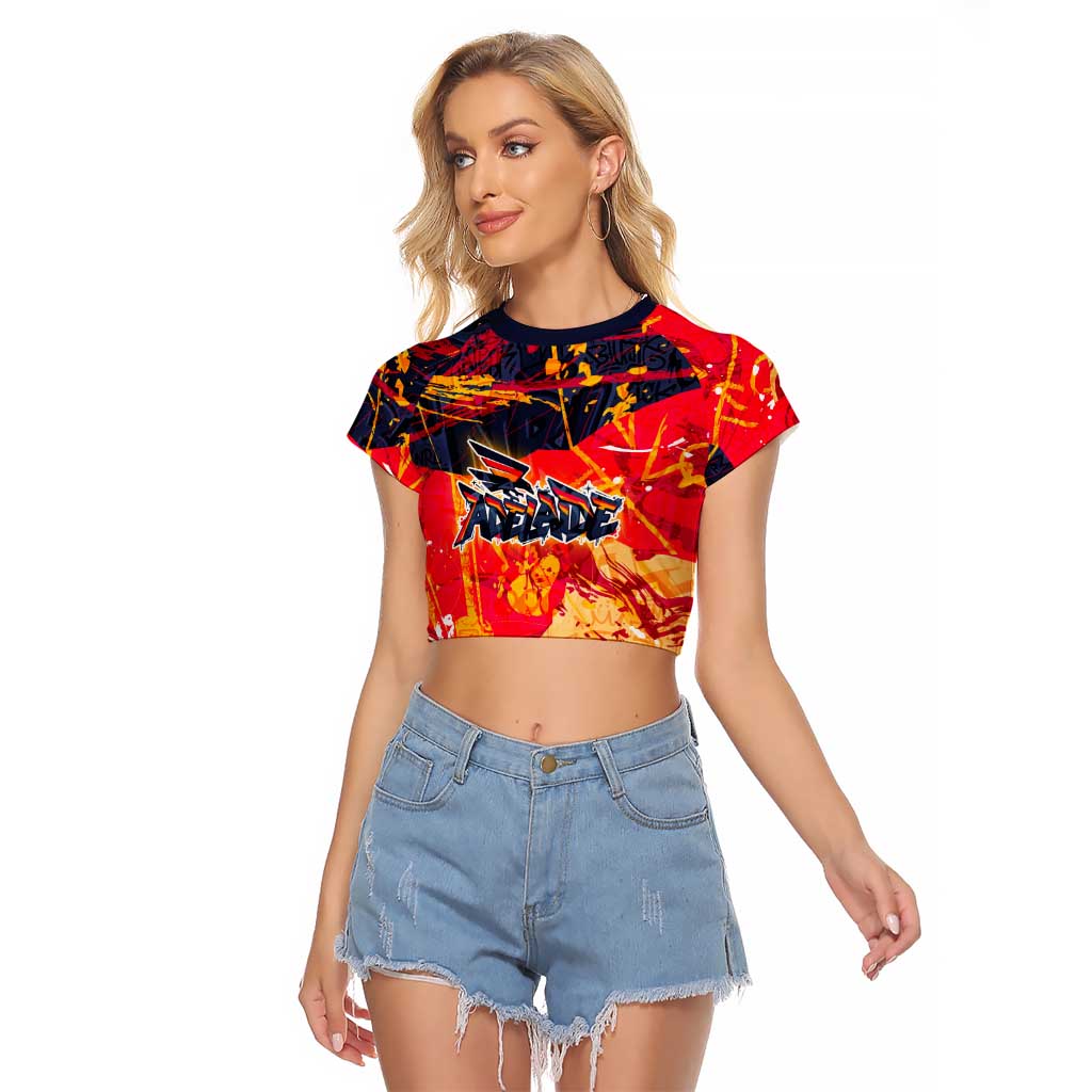 Personalized Adelaide Crows Raglan Cropped T Shirt Australian Graffiti Paint Splatter - Abstract Geometric