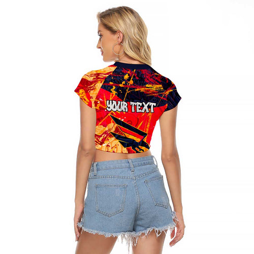 Personalized Adelaide Crows Raglan Cropped T Shirt Australian Graffiti Paint Splatter - Abstract Geometric