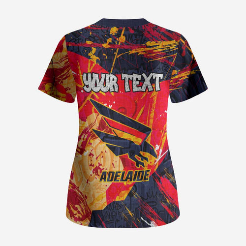 Personalized Adelaide Crows Scrub Top Australian Graffiti Paint Splatter - Abstract Geometric