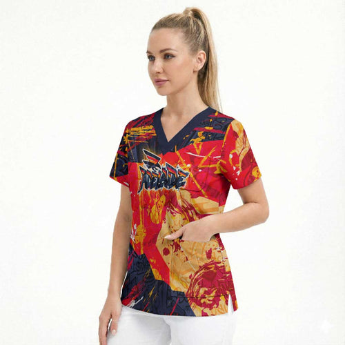 Personalized Adelaide Crows Scrub Top Australian Graffiti Paint Splatter - Abstract Geometric