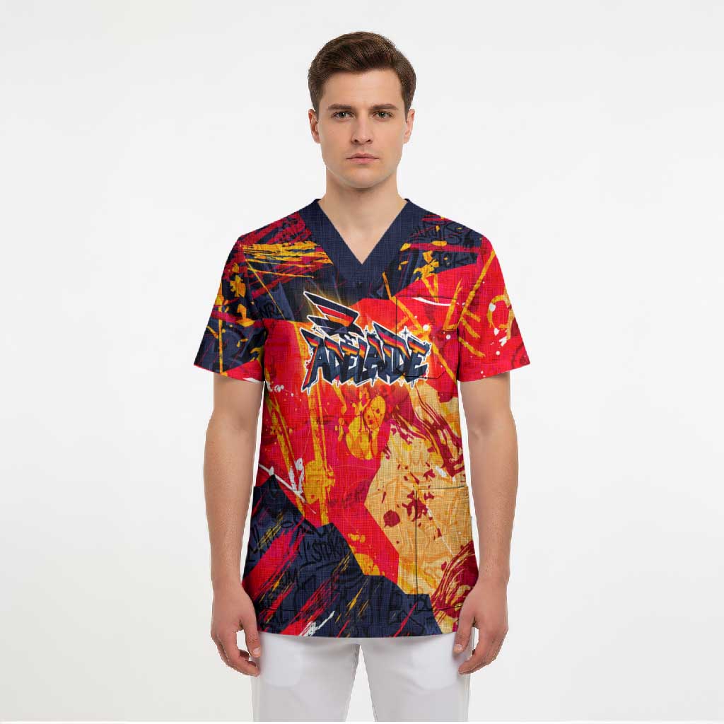 Personalized Adelaide Crows Scrub Top Australian Graffiti Paint Splatter - Abstract Geometric